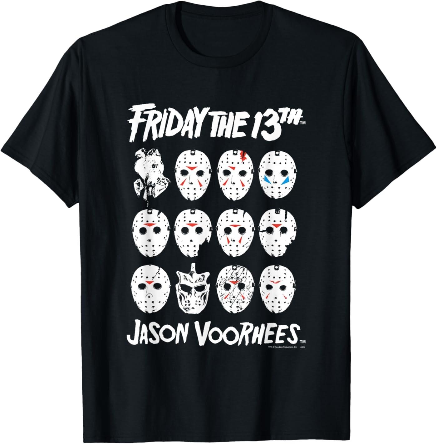 Friday The 13th The Masks of Jason Voorhees Horror Movie T-Shirt S разноцветный