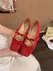 Fashion Women's Mary Jane Shoes Soft Butterfly Knot Thick Bottom Velvet Surface Increased Height Spring Single Shoes Korean Style