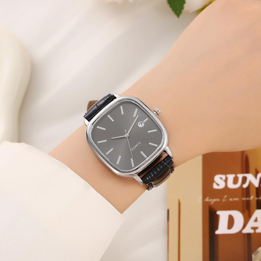 

Steel belt retro square watch calendar high-end feeling women s wristwatch quartz watch student party summer graduation season чёрный