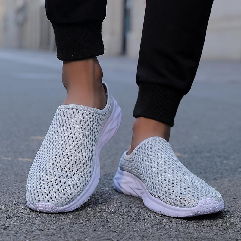 Baotou half slippers men and women summer breathable beach walking casual shoes mesh without heel lazy shoes