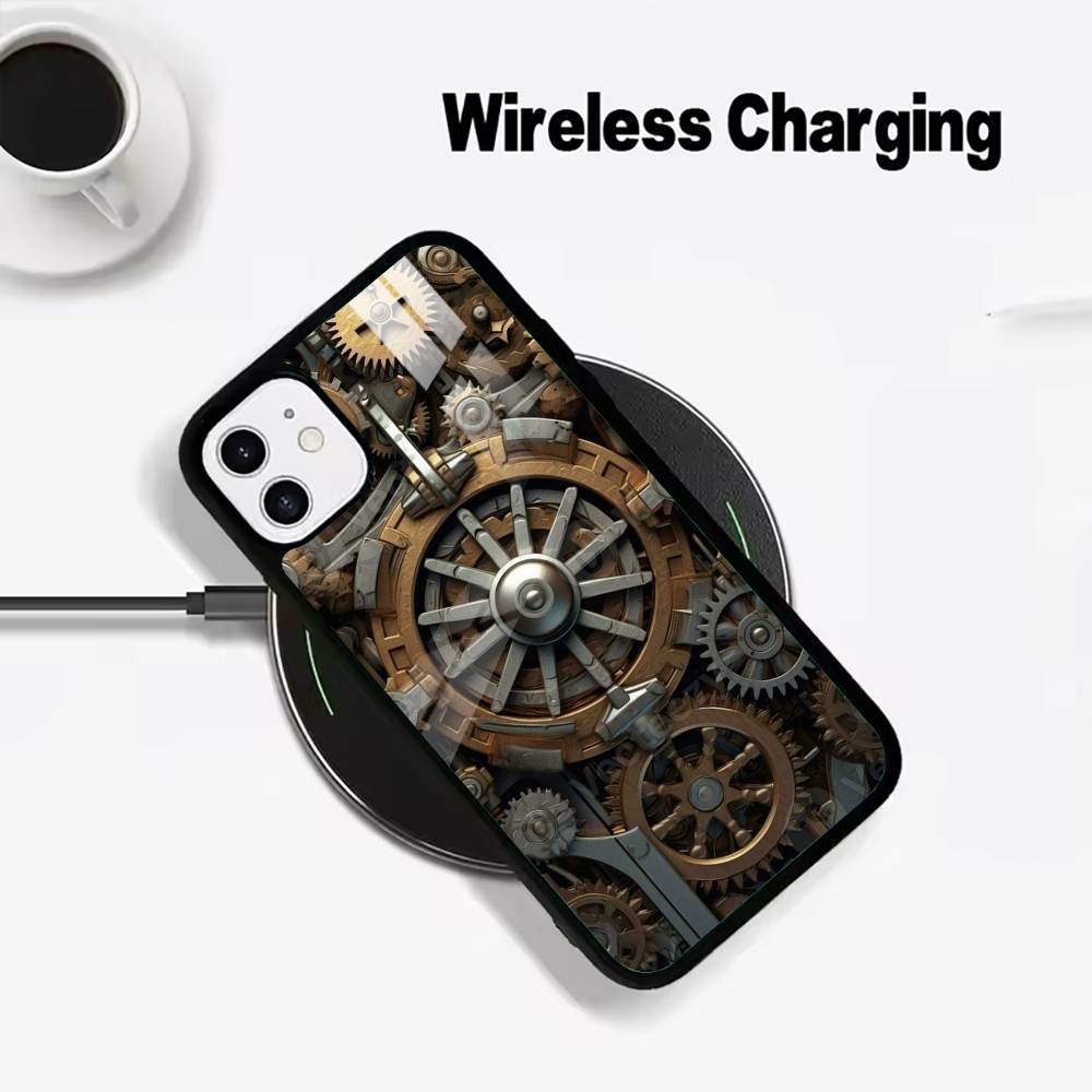 Mechanical Gear Wireless charging phone case compatible with iPhone 17/16/15/14/13/12/11
