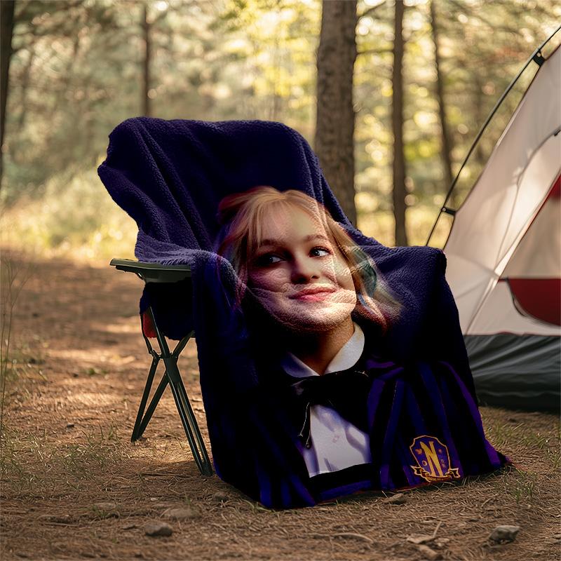 1pc Addams Family Wednesday Enid Theme Blanket - Digital Print, Polyester, Cozy for All Seasons, Perfect for Outdoor, and Travel