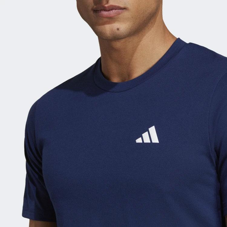 Adidas Train Essentials Feelready Solid Logo Round Neck Short Sleeve T-Shirt Men Tops Deep-Blue IC7441