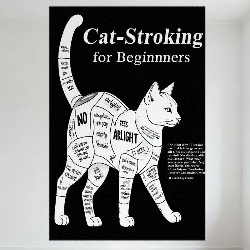 Cat-Stroking for Beginners Black White Graphic Metal Tin Sign, Cat Health Center Vintage Wall Decor for Man Cave Bar Cafe Home A