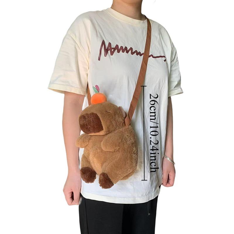 Capybara Plush Crossbody Bag Cute Capibara Anime Shoulder Bag Soft Stuffed Cartoon Fluffy Mini Knapsack Bag Birthday Gift