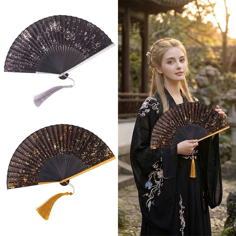 with Tassel Chinese Retro Fan 6inch Hand Hold Fan Portable Folded Fan Chinese Style