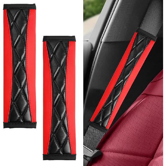 2PCS Car Seat Belt Cover Pad,Soft Leather Seatbelt Covers for Car,Seatbelt Shoulder Strap Protector,Vehicle Shoulder Pad Cushions,Universal Auto Safe