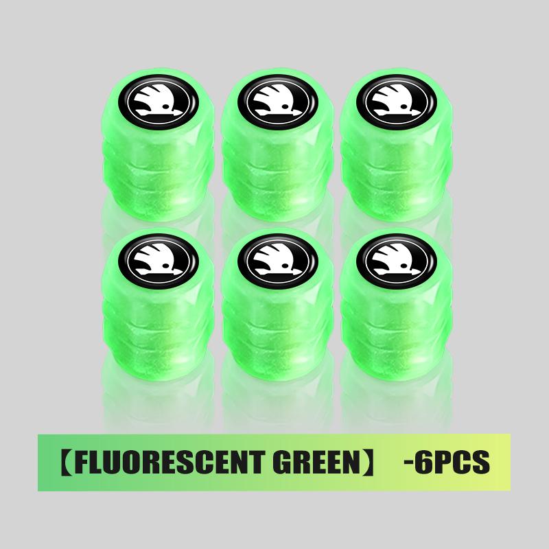 LKPP1 Luminous Tire Valve Cap Car Wheel Hub Glowing Cover Auto Accessories For Skoda Rapid Octavia Derivative Enyaq-iV VisionS Yeti