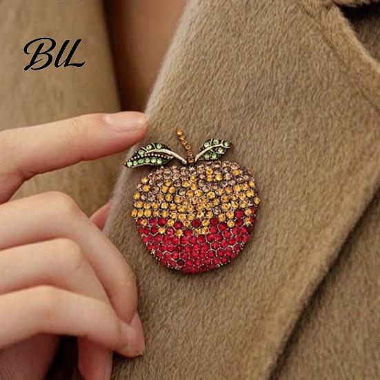 Daily Wear Brooch Rhinstone Fruit Pin for Women, Shape Alloy Lapel Decorative Jewelry Pin, Clothing Accessories Wedding Party Prom