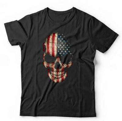 USA Tričko Lebka Vlajka Unisex a Dětské - Gotické, Americké, Grunge