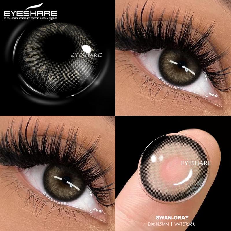 Eyeshare זוג עדשות מגע צבעוניות שחורות לשימוש שנתי עדשות קוסמטיות רכות ליופי העיניים לעיניים בצבע כהה קוסמטיקה לעיניים