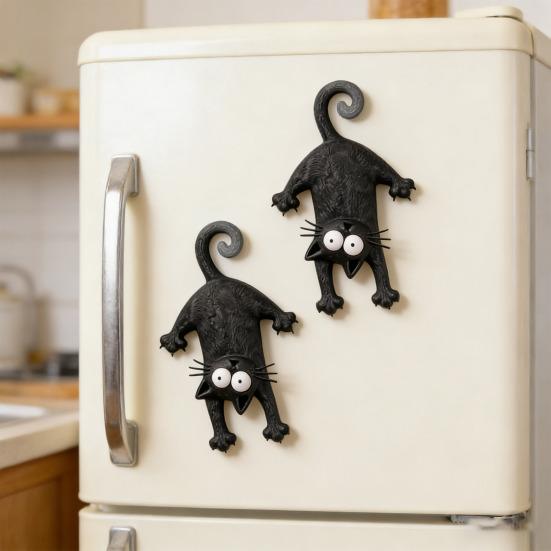 1/2/3Pcs Black Cat Refrigerator Magnet Cartoon Kitten Fridge Magnet Home Kitchen Cabinet Locker Decoration Cat Lover Gift