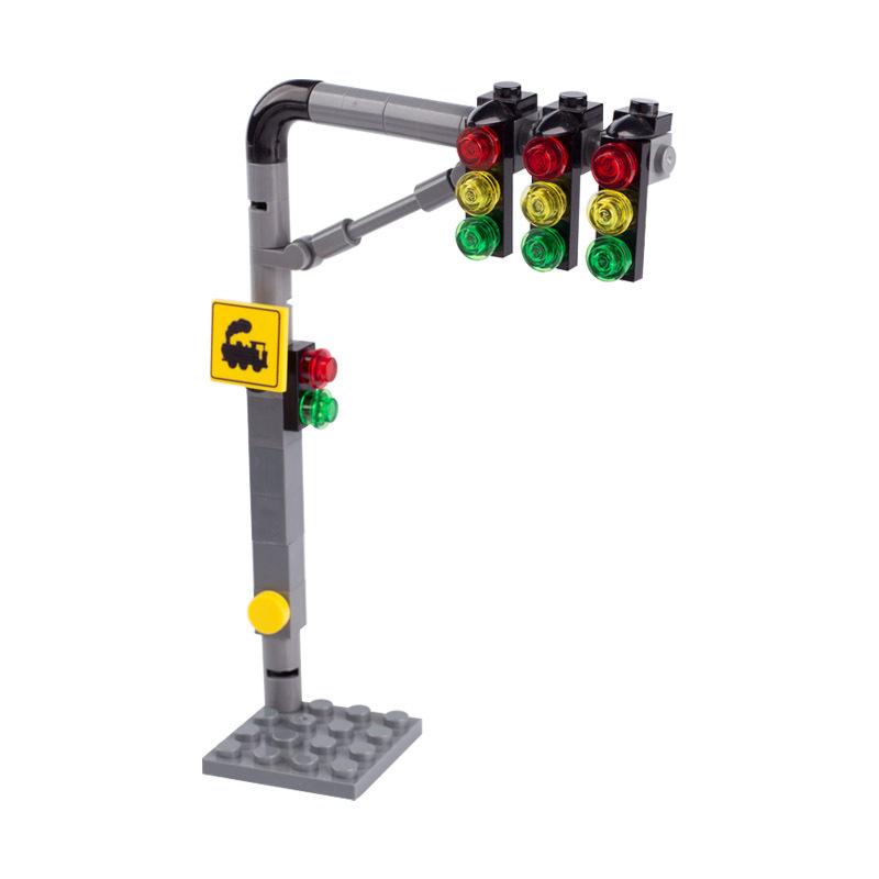 City Street View Streetlight  Signal traffic Lamp Light MOC Building Blocks Toys For Children DIY Toy