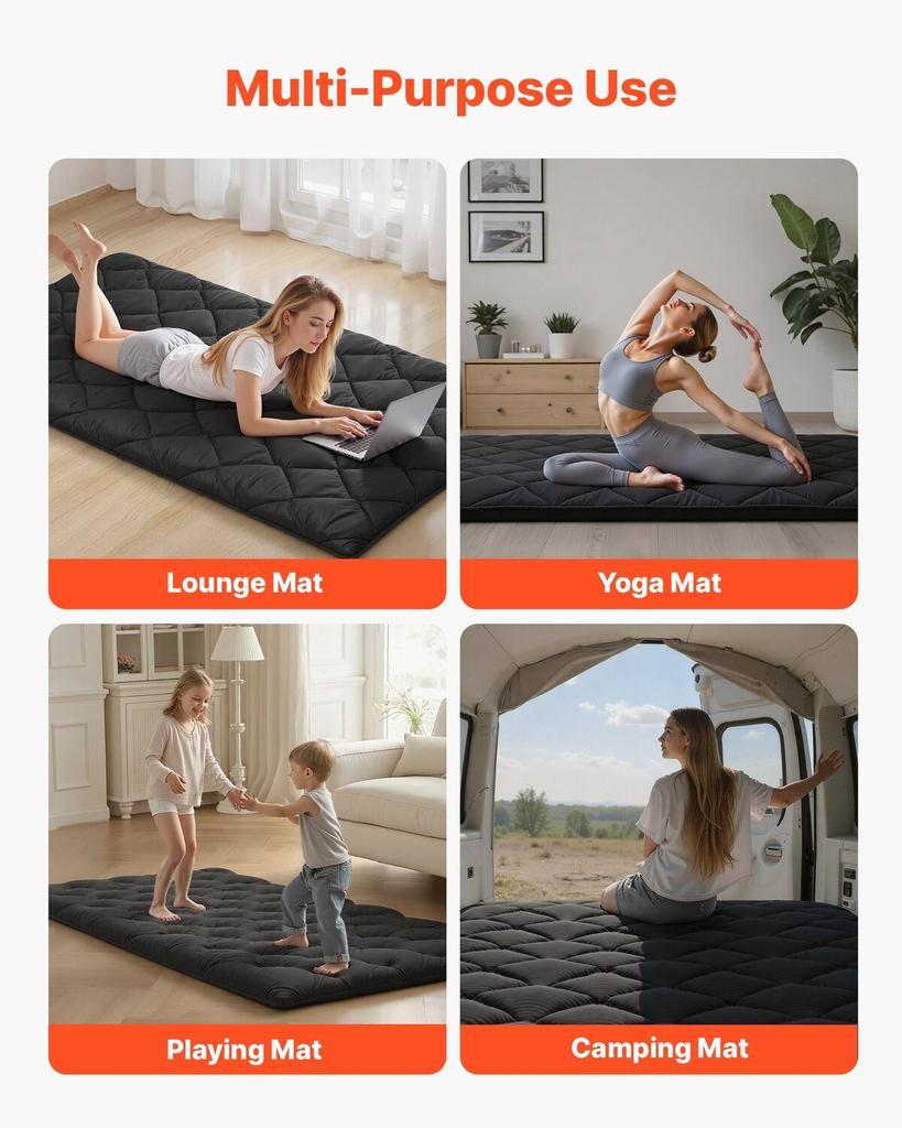 Japanese Tatami Mat, Twin Size Foldable Japanese Tatami Mattress, Futon Mattress with Storage Bag & Fastener, 9-Layer Floor Mat for Sleeping, Dorm,