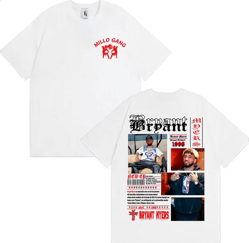 Rapper Bryant Myers Album 2025 Tour Cover T-shirts for Men Harajuku Gothic Streetwear T Shirt Male 100% Cotton Oversized T-shirt