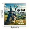 1pc 2025 Medieval Adventure Cat Calendar - Monthly Wall Hanging Planner with Artistic Feline Characters,  and Living Room Decor