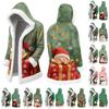 Unisex Casual And Fashionable Plush Collar Hooded Long Sleeved Christmas Printing Jacket