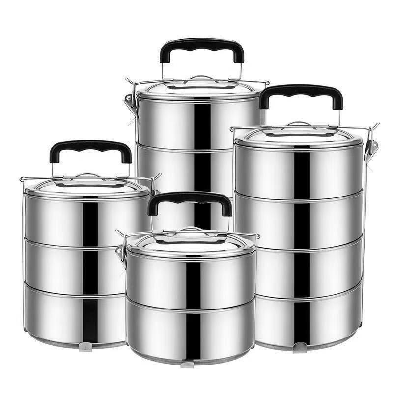 Outdoor Stainless Steel Multi-Layer Portable Lunch Box with Large Capacity for Students