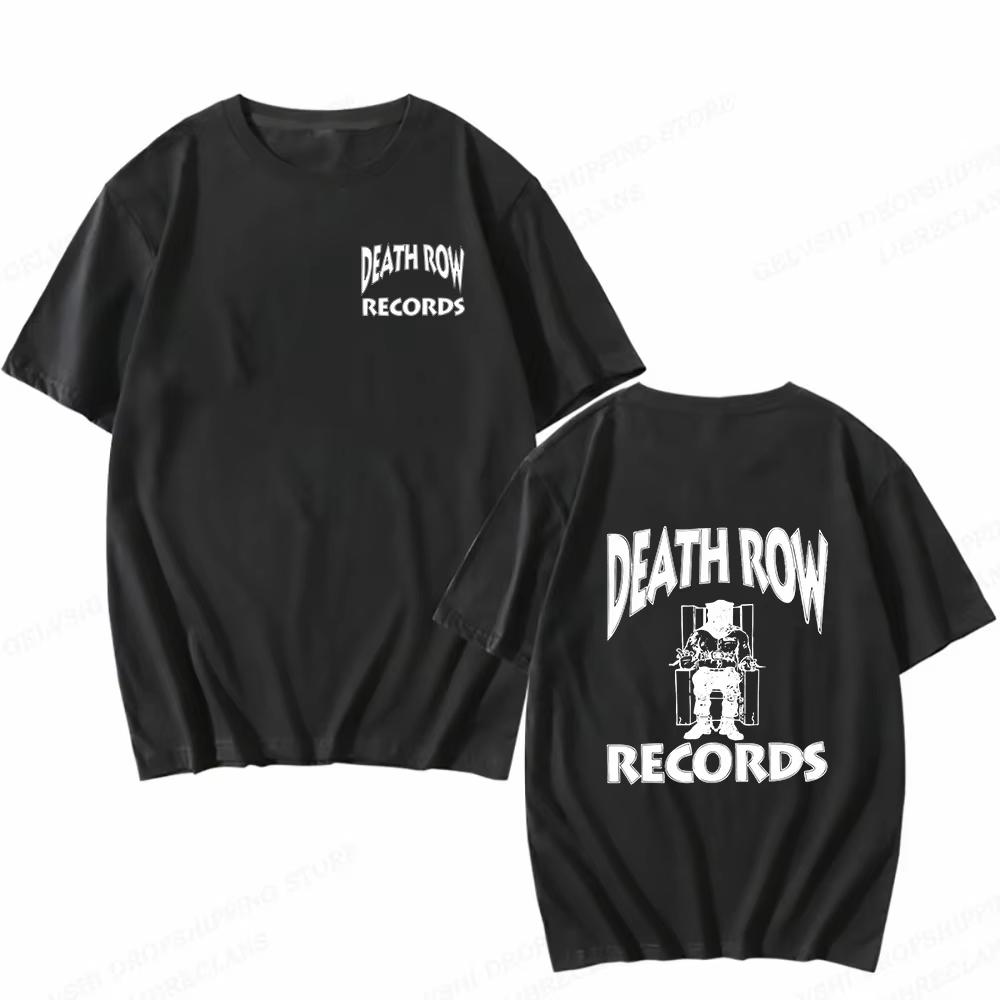Death Row Records T-skjorte Herre Mote T-skjorter Bomulls T-skjorter Hip Hop Topper T-skjorter Dame T-skjorter Sommer Camisetas Oversized Casual