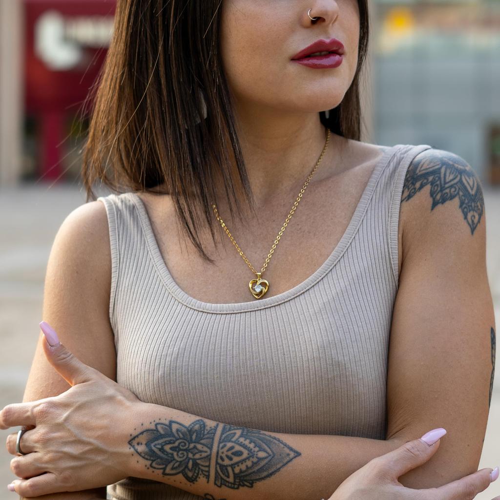 Goldene Halskette Herz 925 Sterlingsilber 18 Karat Damen Goldene Halskette Goldener Anhänger Geschenkbox Tag [SERASAR] Damen Muttertag