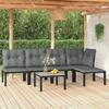 Vidaxl 6-Cz. Garden Lounge Set, Black-Grey, Poly Rattan