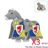 Military Building Blocks Medieval Solider Knights Equipments Mount War-Horse Wolf Flag Vests Shields Fiery Dragon Mini Blocks