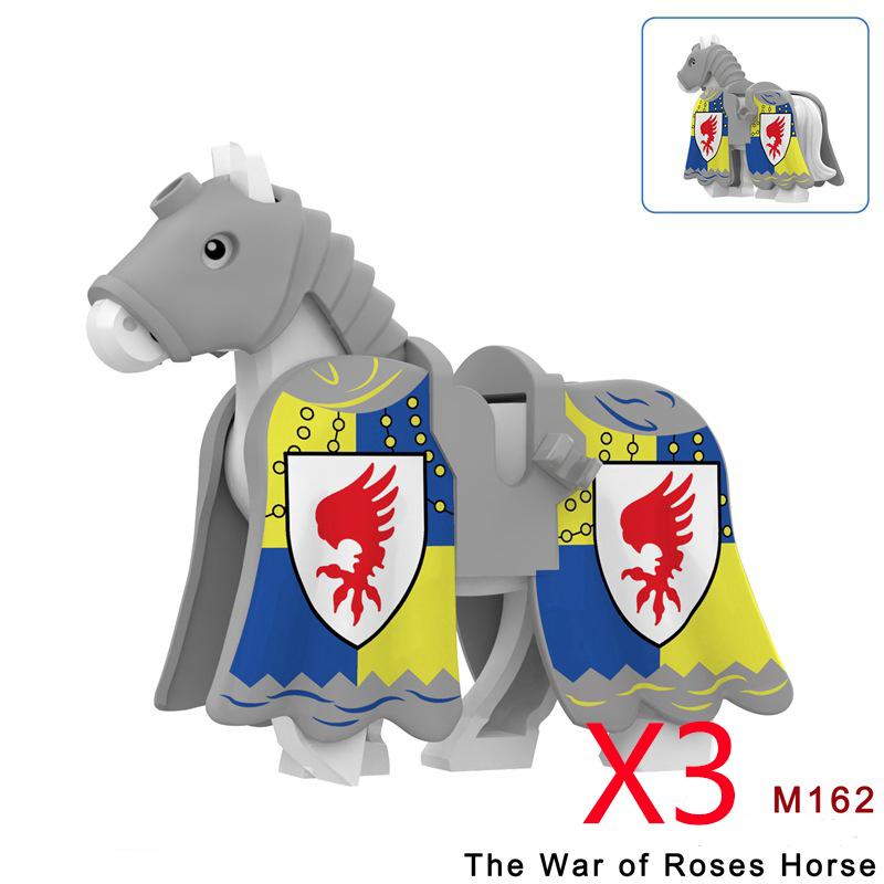 Military Building Blocks Medieval Solider Knights Equipments Mount War-Horse Wolf Flag Vests Shields Fiery Dragon Mini Blocks