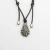 Oyster Charm Necklace Silver Black