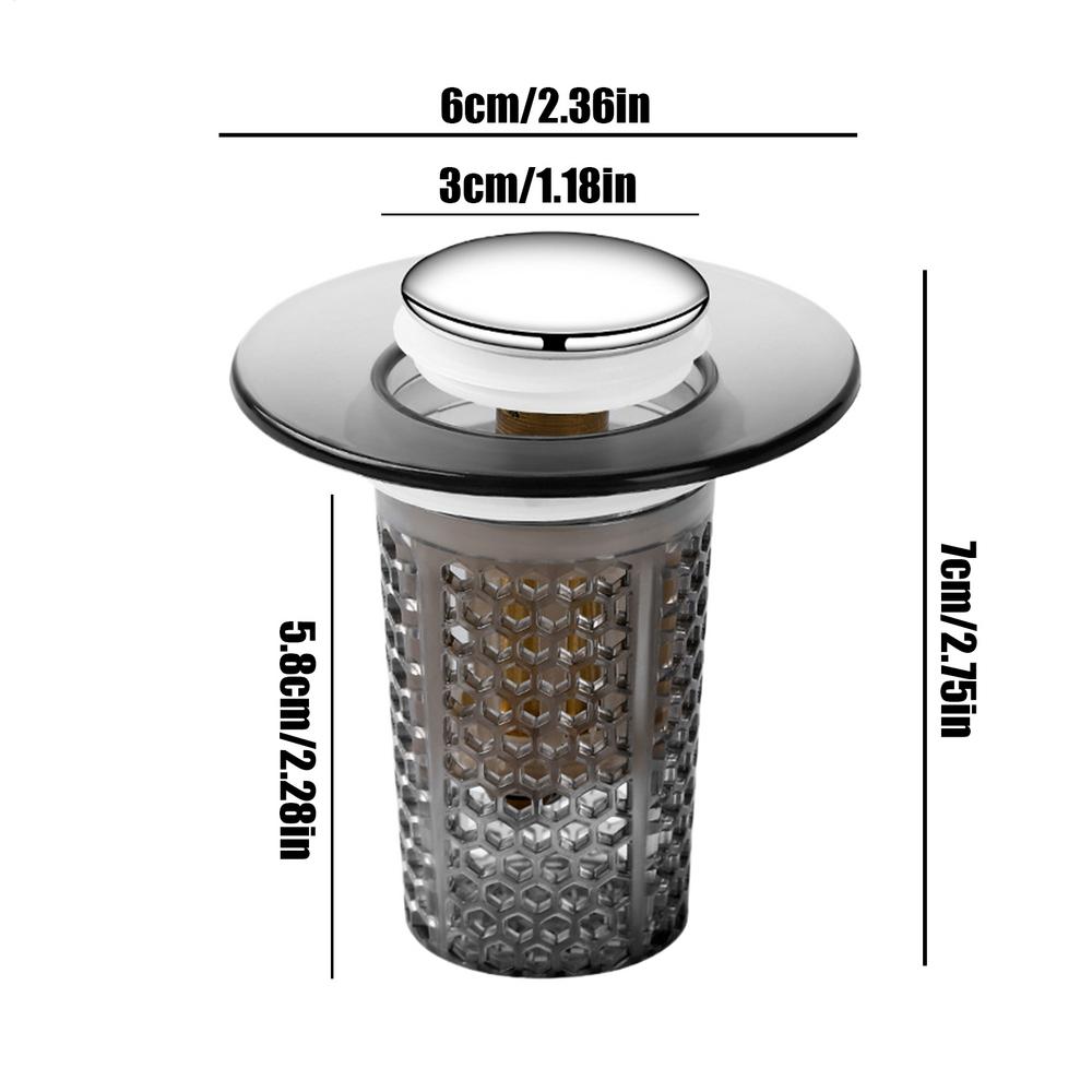 Pop Up Sink Drain Strainer Bathroom Bouncing Sink Filter Anti-clog Press Pop Up Core Drain Filter for Shower Kitchen Laundry