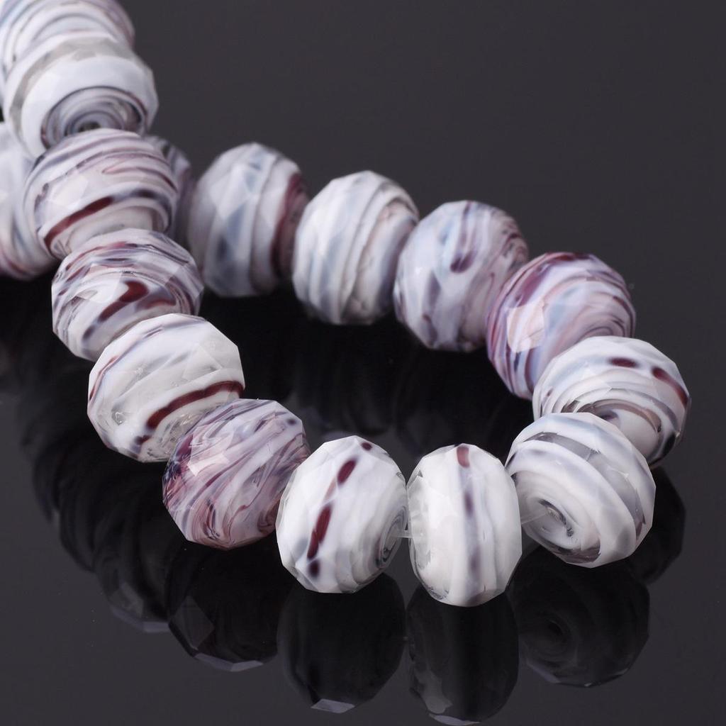 10pcs 12x8mm Rondelle Faceted Opaque Lampwork Glass Loose Spacer Beads For Jewelry Making DIY Crafts Findings