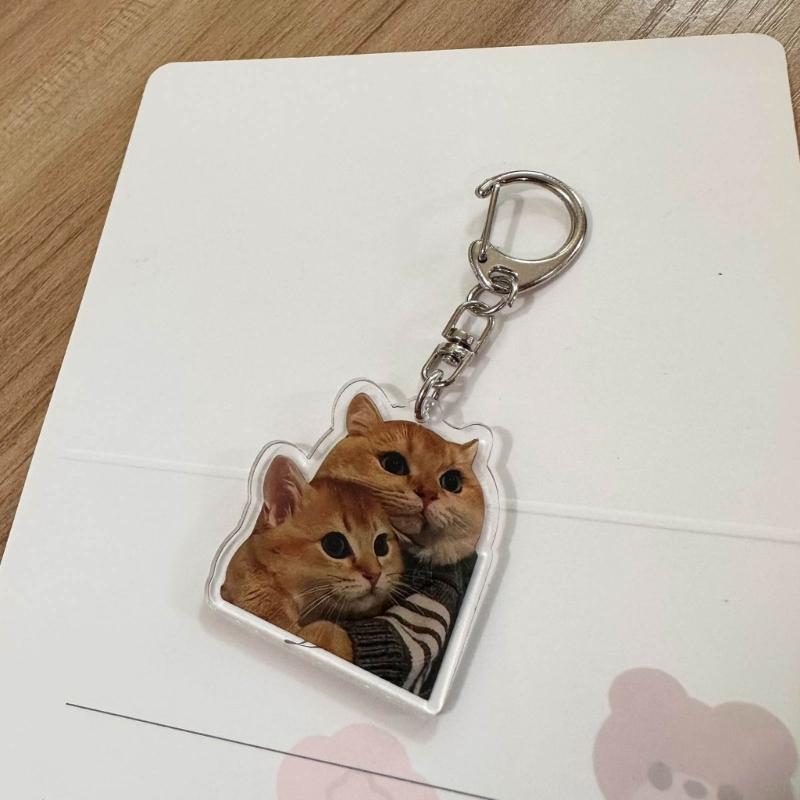 6Pcs Set Key Chains Pendant Cute Toast Cat Dog Shape Key Rings Stylish Jewelry