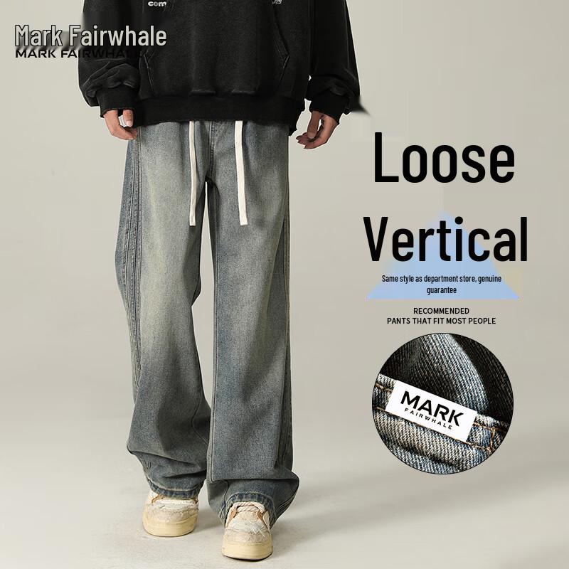 

Мужские джинсы прямого кроя Mark Fairwhale 2025 в американском стиле хай-стрит, выстиранные, свободного кроя XL