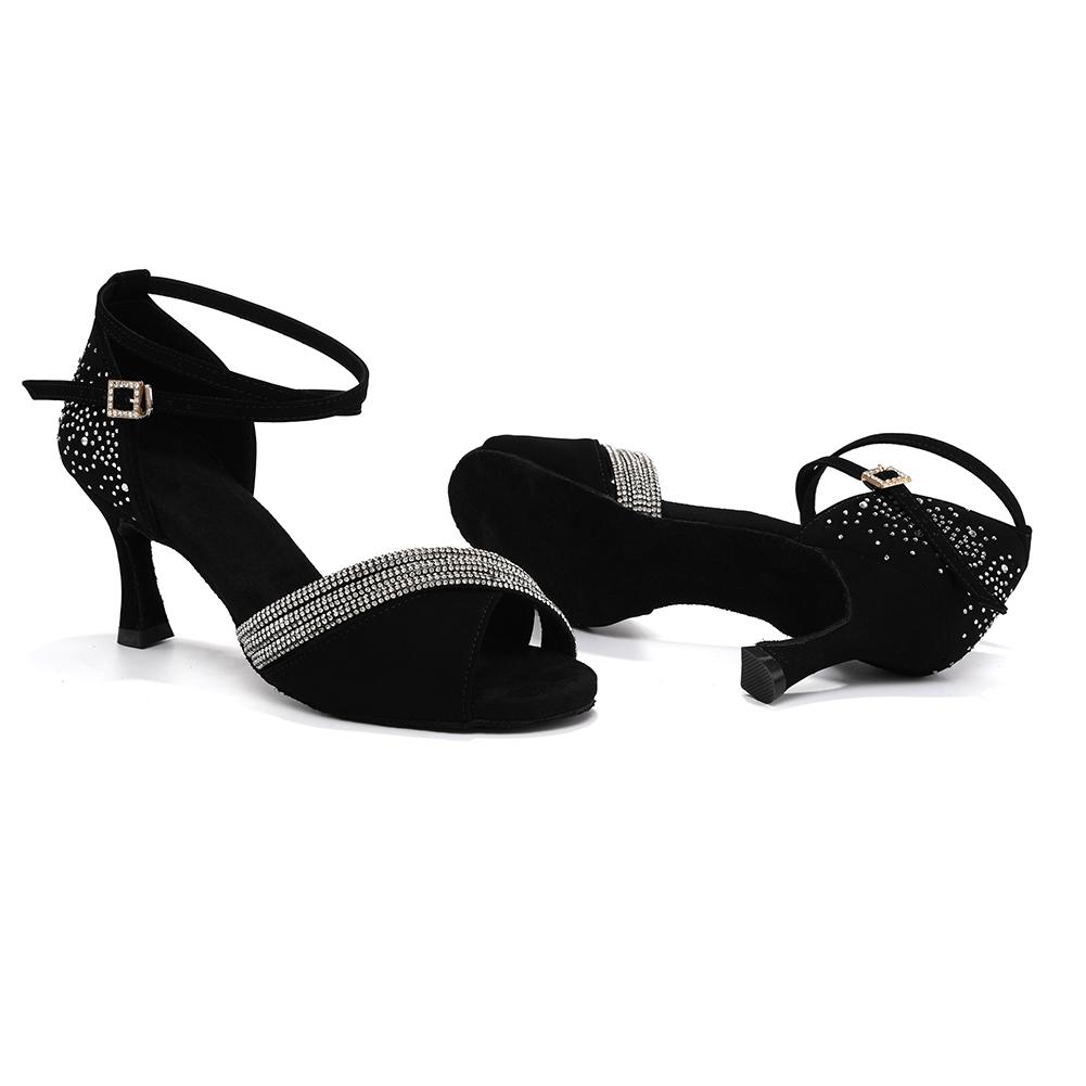 New Diamond Faced Women's Latin Dance Shoes Fashion Wedding Ball Soft Bottom Salsa Ruma Dance Heel Height 7CM