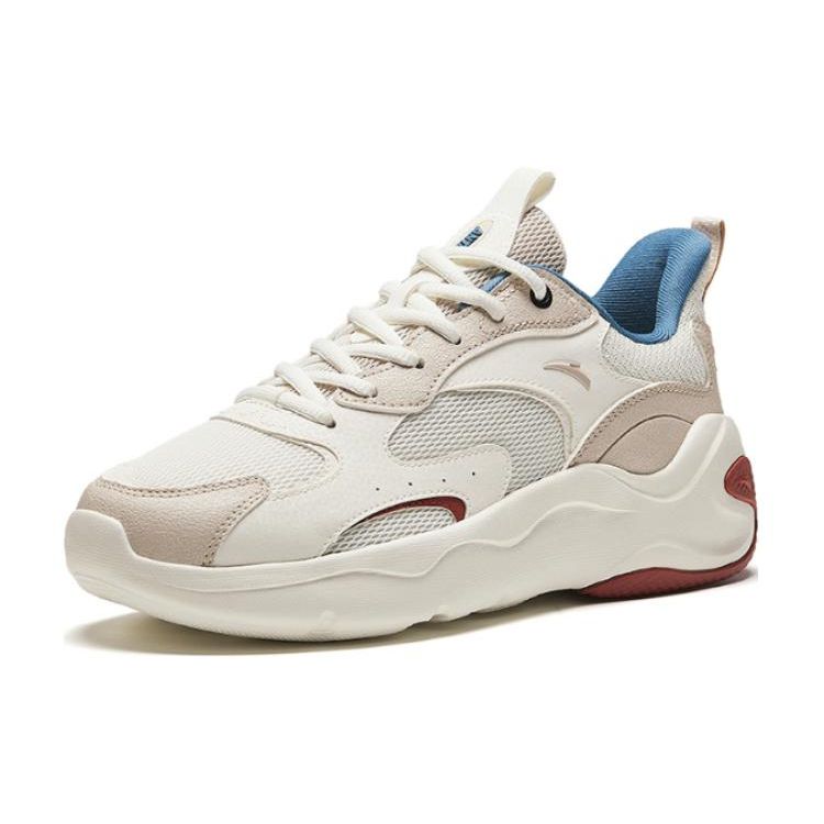 Anta Round Toe Lace-Up Comfortable Shock Absorbing Wear-Resistant Low-Top Casual Shoes Men sneaker White Gray 112418813-1