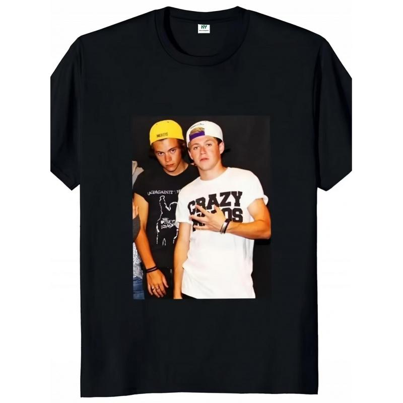 Frat Narry Graphic T-Shirt - A Casual Black Tee Featuring a Crazy Print of Harry And Niall, Made from with a Regular Fit And Short Sleeves. This