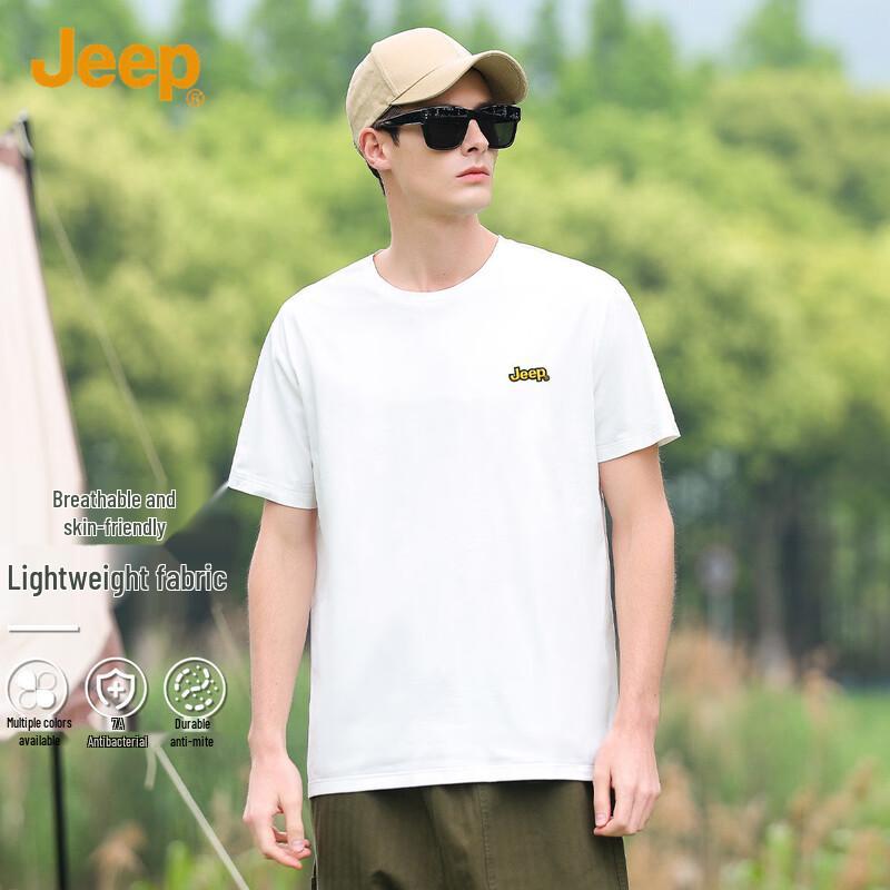 JEEP Men s 7A Anti-Bacterial Loose Fit Short Sleeve T-Shirt L
