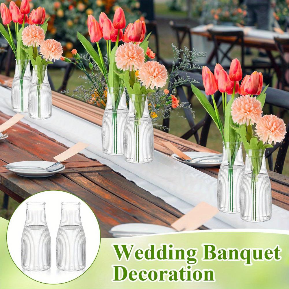 10-pack Tall Vertical Pattern Vases, Transparent Vases, Aesthetic Decorative Vases, Diy Florals Flower Arrangement Crafts