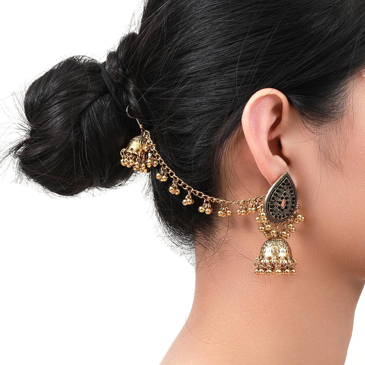 Retro Pearl Tassel & Rhinestone Stud Bohemian Earrings Set