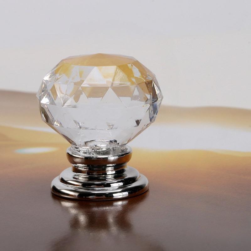 5pcs Crystal Acrylic Round Handles Drawer Handles Furniture Hardware Cabinet Door Handles