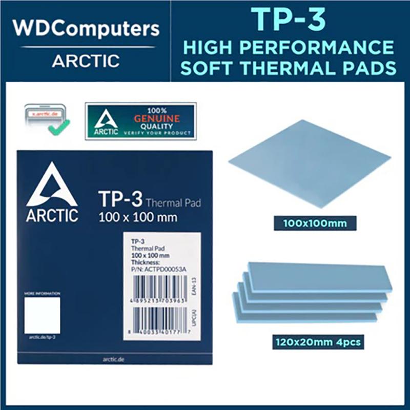 Arctic Tp-3 100X100Mm 0.5/1/1.5Mm Thickness Thermal Pad High Performance Particularly Soft Ideal Gap Filler Bridging Gaps