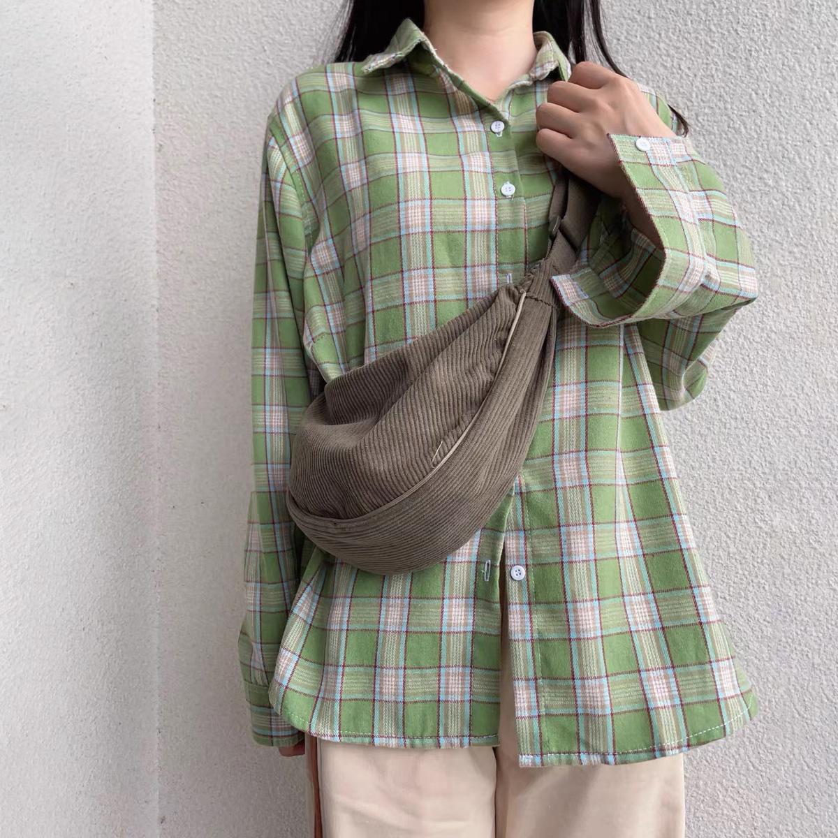 

Жіноча однотонна вельветова сумка з пельменями на блискавці Похила сумка-портфель Спортивні сумки через плече для відпочинку Регульований ремінець One Size