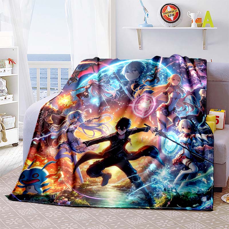 Die 3D-gedruckte "Sword Art Online" Flanelldecke ist warm, bequem und weich, geeignet für den Einsatz in Schlafzimmern, Betten, Sofas, 001