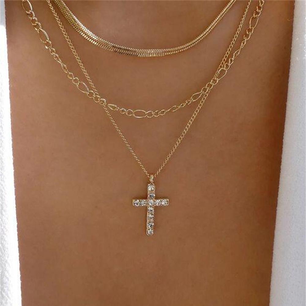 Boho Fashion Multilayer Gold-plate Artificial Pearl Crystal Chain Necklace For Women Female Vintage Star Sequin Pendant Jewelry