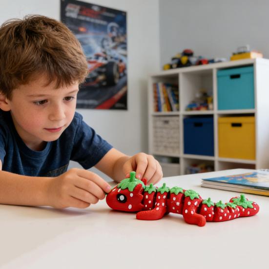3D Printed Strawberry Dragon Flexible Articulated Dragon Model with Movable Joint Desktop