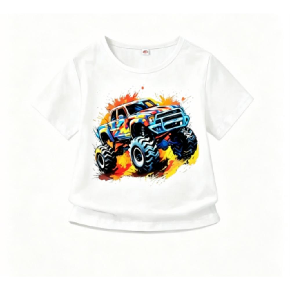 Cartoon Car Print Outdoor Street Kids T-shirt and Shorts Summer Home Casual Outfit Boy and Girl's Sports Set