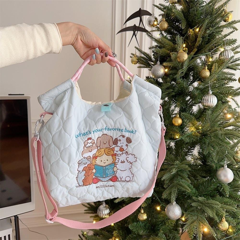 Adorable Soft Cotton Embroidered Tote Bag Stylish And Spacious Handbag For Daily Use