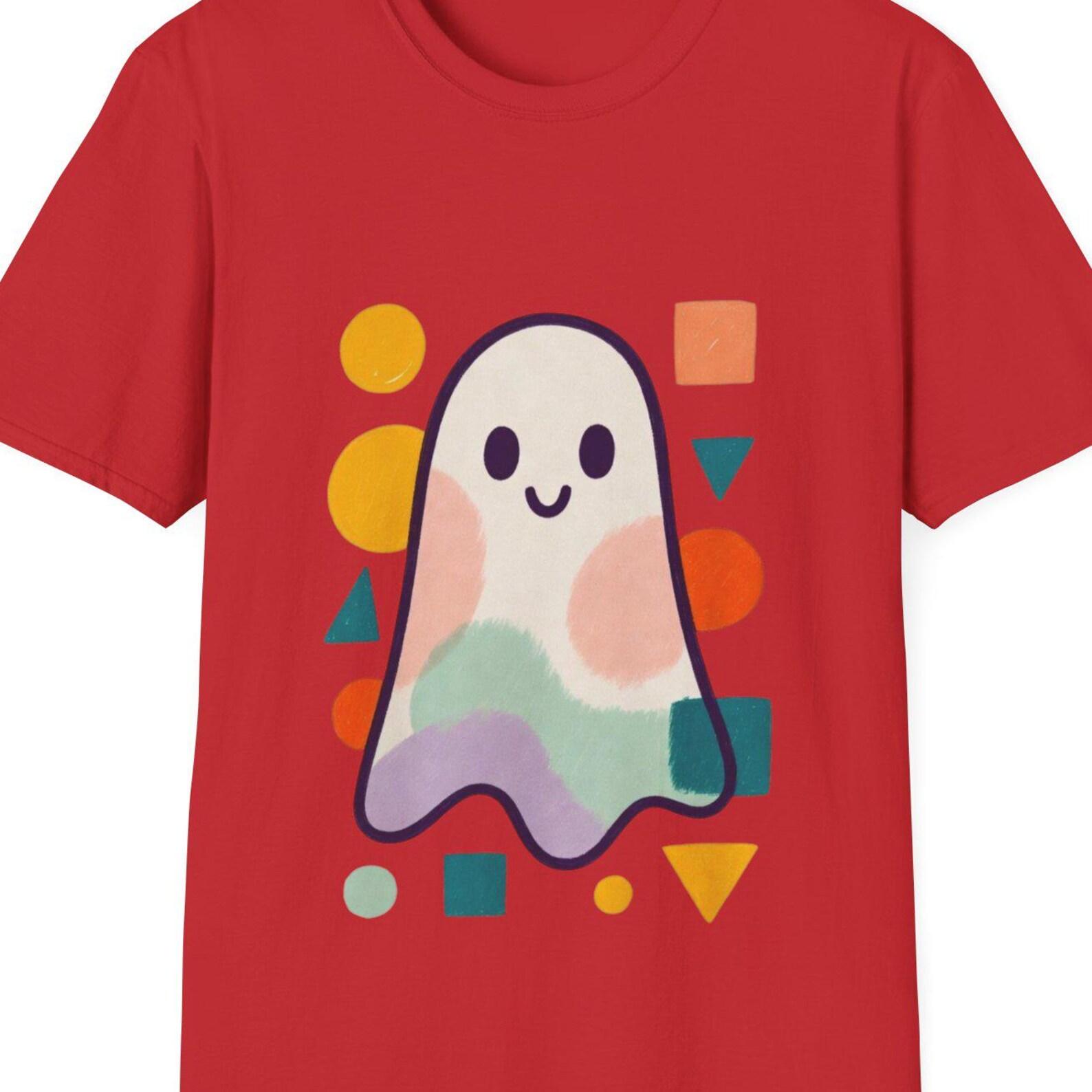 Cute Pastel Ghost T-Shirt | Geometric Shapes, Smiling Cartoon Character 160