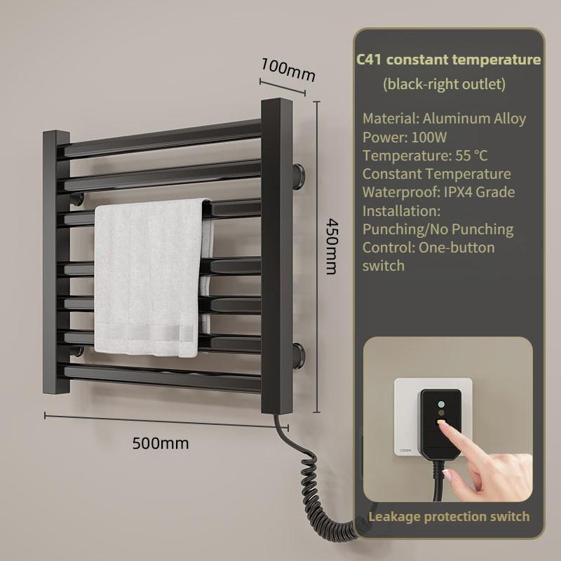 Bathroom Electric Heating Towel Aluminum Alloy Electric Towel Rack Bar Intelligent Constant Temperature Drying Towel Storage Rack