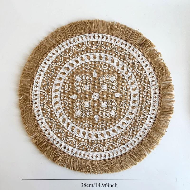 Runder Platzset Tisch Rutschfeste Jute-Matten für Esstisch-Dekoration Zubehör Küchen-Platzsets Kaffeeuntersetzer Party-Dinner