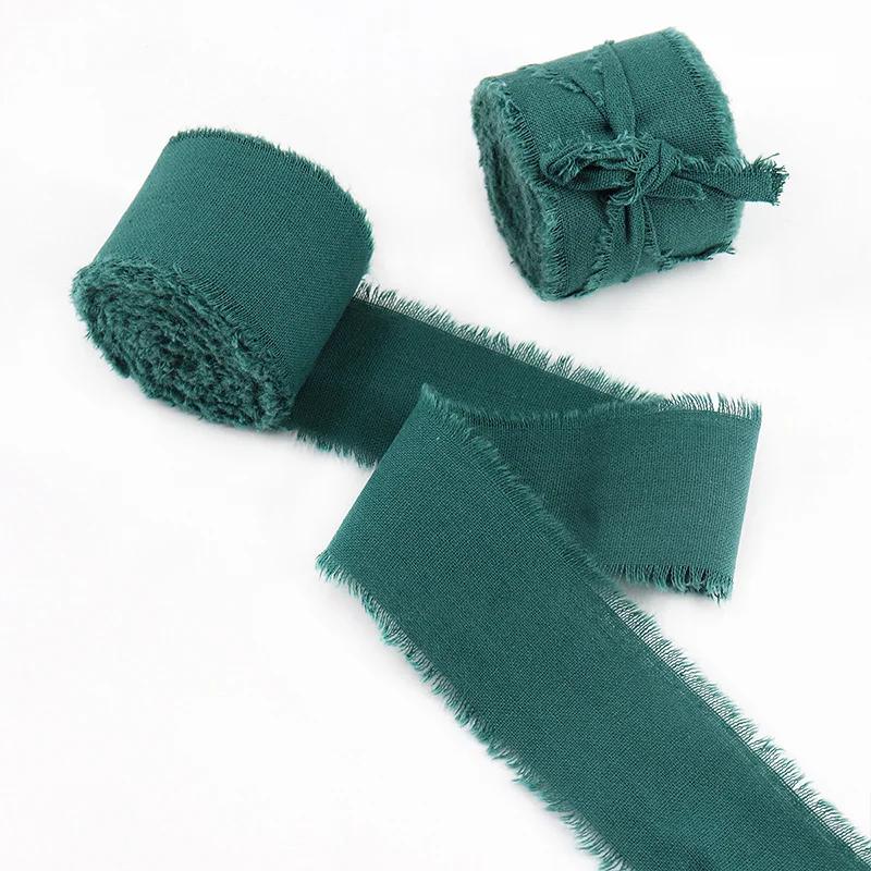 

Frayed Cotton Silk Ribbon Edged Wrinkle Handmade Ripped Wedding Party Flower Bouquet Gift Packing Decorations DIY Craft 5 Yards